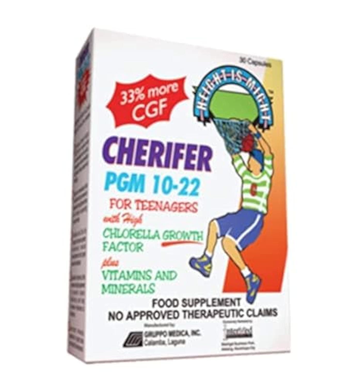 Intermed Growth Enhancer - Cherifer PGM 10-22 High Chlorella Growth Factor (CGF), Taurine and Lysine 30 Caps