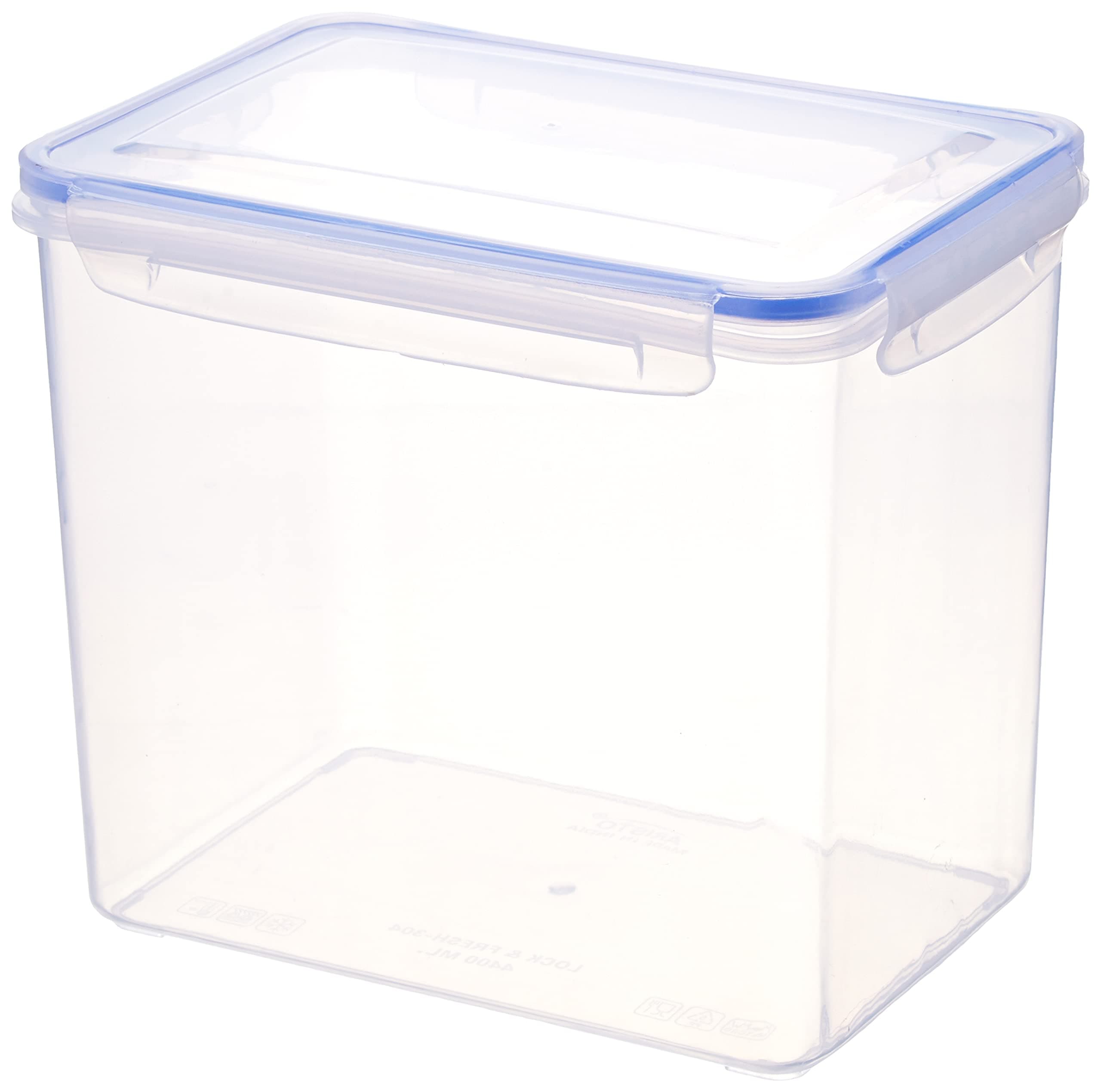 ARISTO Lock & Fresh 304 Plastic Storage Container For Storing grains, pulses, rice, wheat etc - 4400 ML, Transparent Clear, large (LOCK&FRESH304) (22 x 15.5 x 19cm)