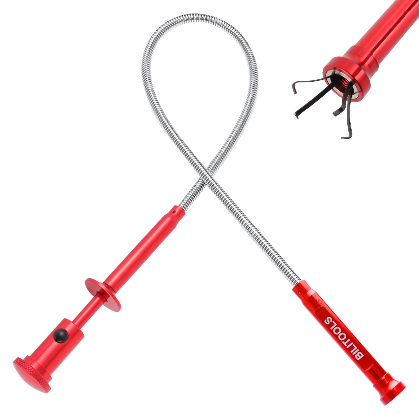 BILITOOLSMagnetic Pickup Tool, With LED Lights Flexible Grabber Claw Pick Up Reacher Tool With 4 Claws