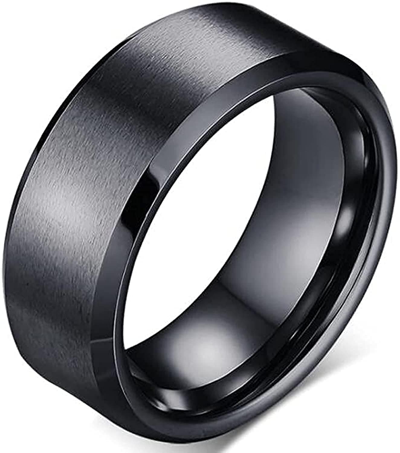 Men's Titanium Steel Ring (US 9, Black)