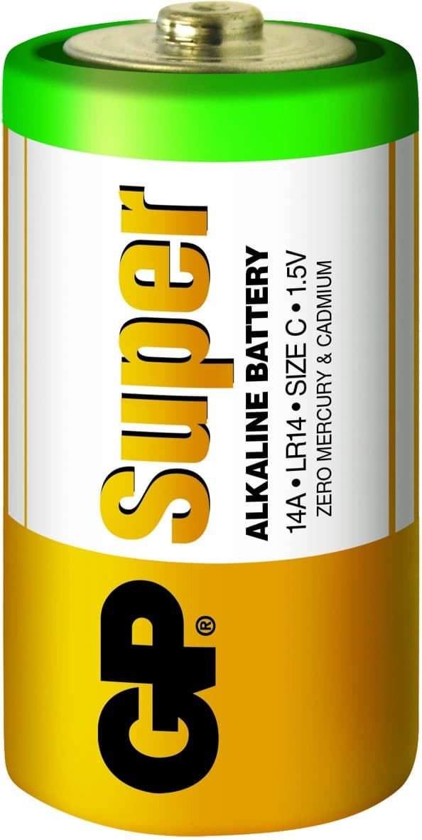 GP Batteries Super Alkaline C Single Use Alkaline 1.5 V - Batteries (Single Battery, C, Alkaline, Cylindrical, 1.5 V, Pack of 2)