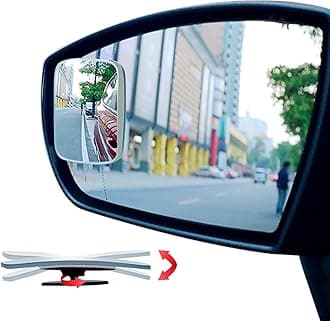 Ampper Blind Spot Mirror Rectangular, HD Glass Frameless Stick on Adjustabe Convex Wide Angle Rear View Blind Spot Car Mirror for Car Blind Spot, Pack of 4