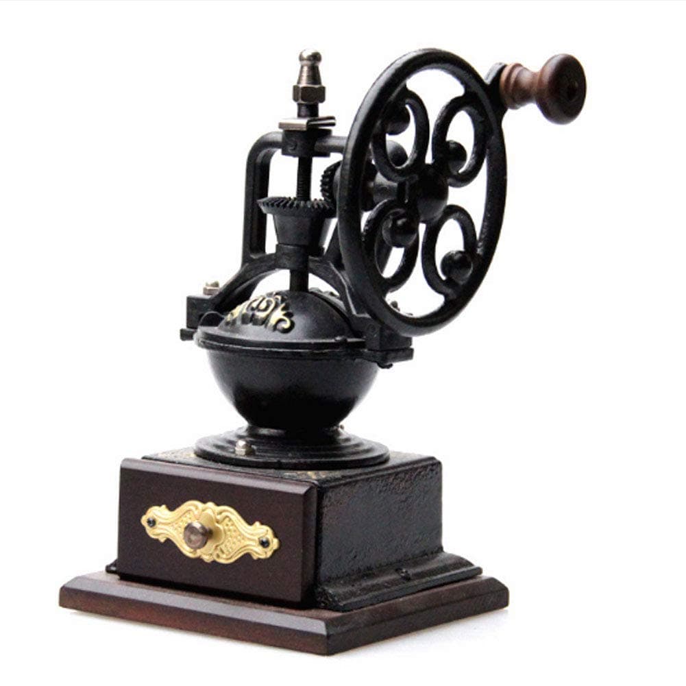 YPJKHL Coffee Grinder Retro Hand-cranked Solid Wood Coffee Grinder Home Grinder Log Base