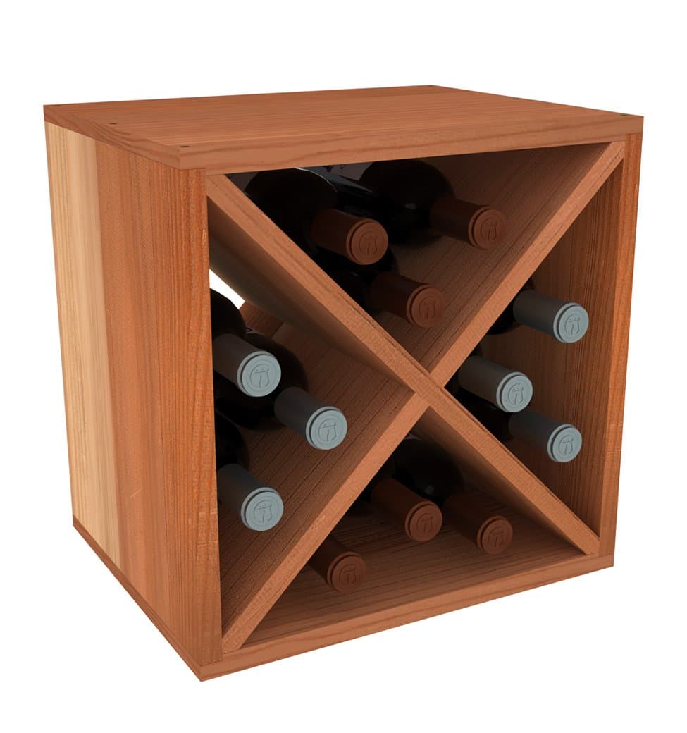 Creekside 12 Bottle Wine Cube, 12" Deep, Redwood