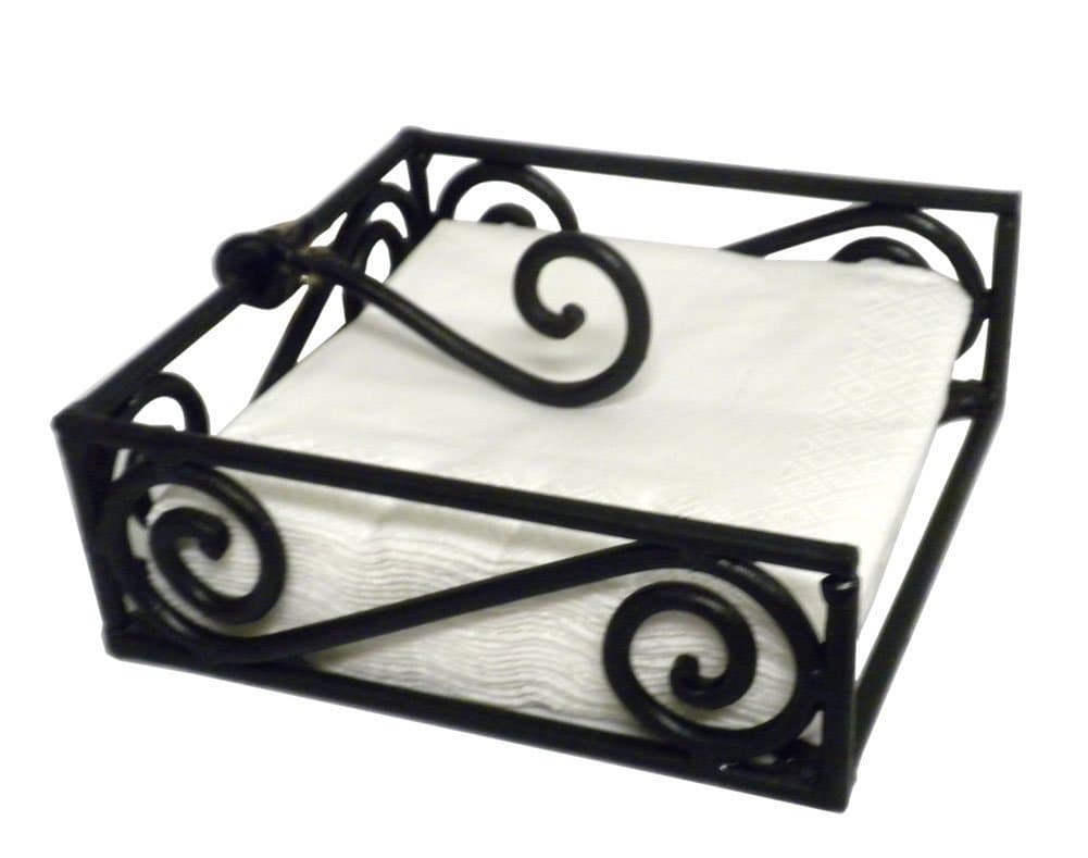 Black Village Scroll Beverage Napkin Holder