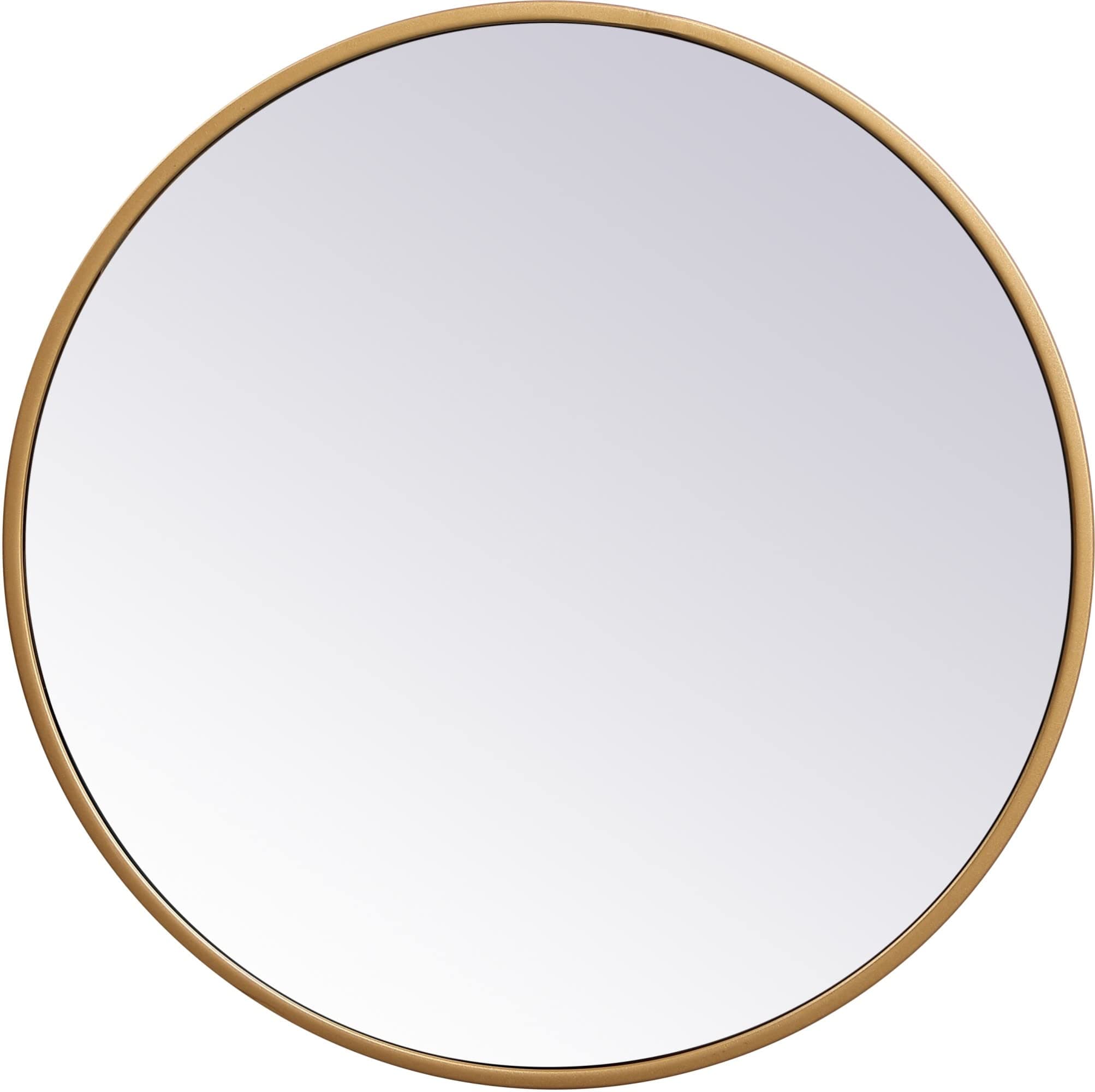 Elegant Decor Eternity Home Office Decorative Round Framed Wall Mirror, 18" L x 18" H - Brass