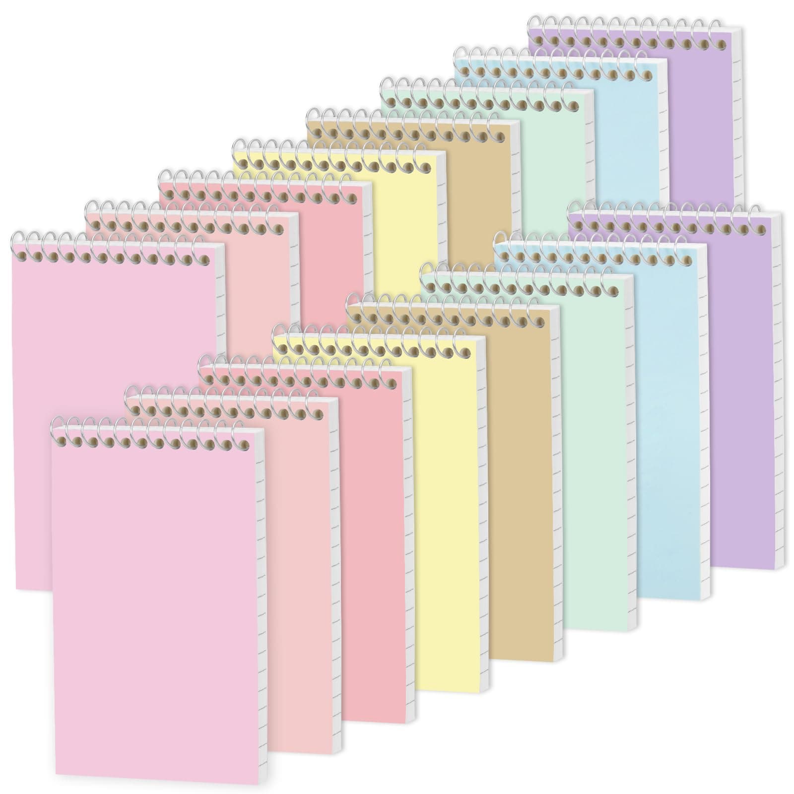 EOOUT 16 Pack Pocket Spiral Notebooks Memo Pads 3x5 Small Notepads Lined College Ruled Paper, 8 Assorted Colors 50 Sheets Per Notebook for Home, Office, School