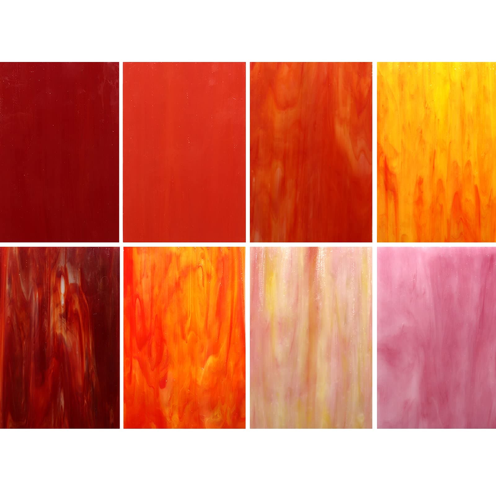 LITMIND 8 Sheets Red Stained Glass Variety Pack, 4 x 6 inch Mosaic Tiles Glass for Crafts, Art Glass Pack, Mixed Colors and Patterns (Shades of Red)