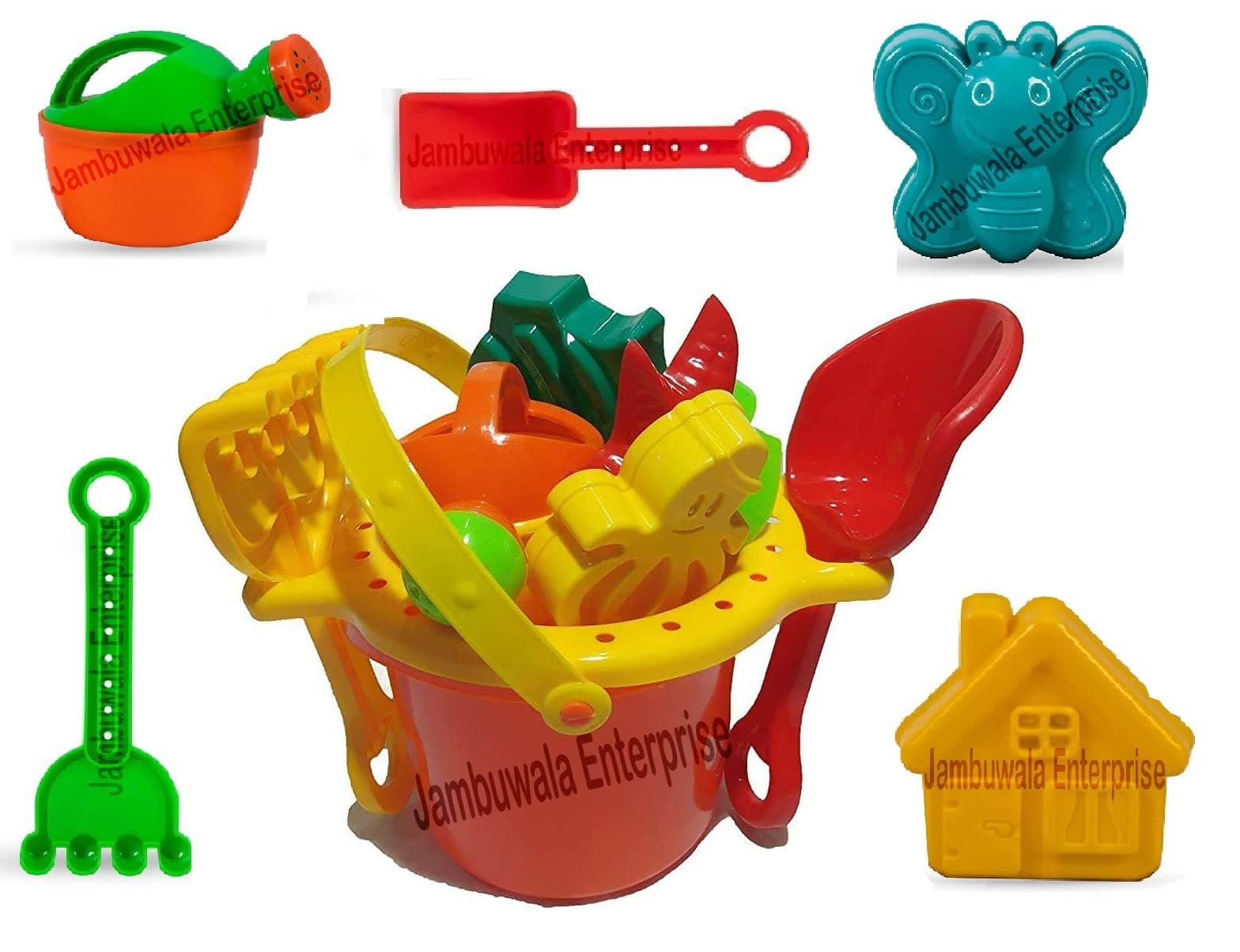 Jambuwala Enterprise® Sand Game Castle Building Plastic Beach Toy Set for Kids Summer Fun Creative Activity Playset & Gardening Tool, Butterfly & Bucket for Kids,Boys,Girls,Multicolor (Pack of 6)