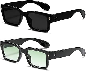 EYLRIM Square Frame Sunglasses for Women Men Trendy Chunky Rectangle Sun Glasses Black Shades UV400 Protection