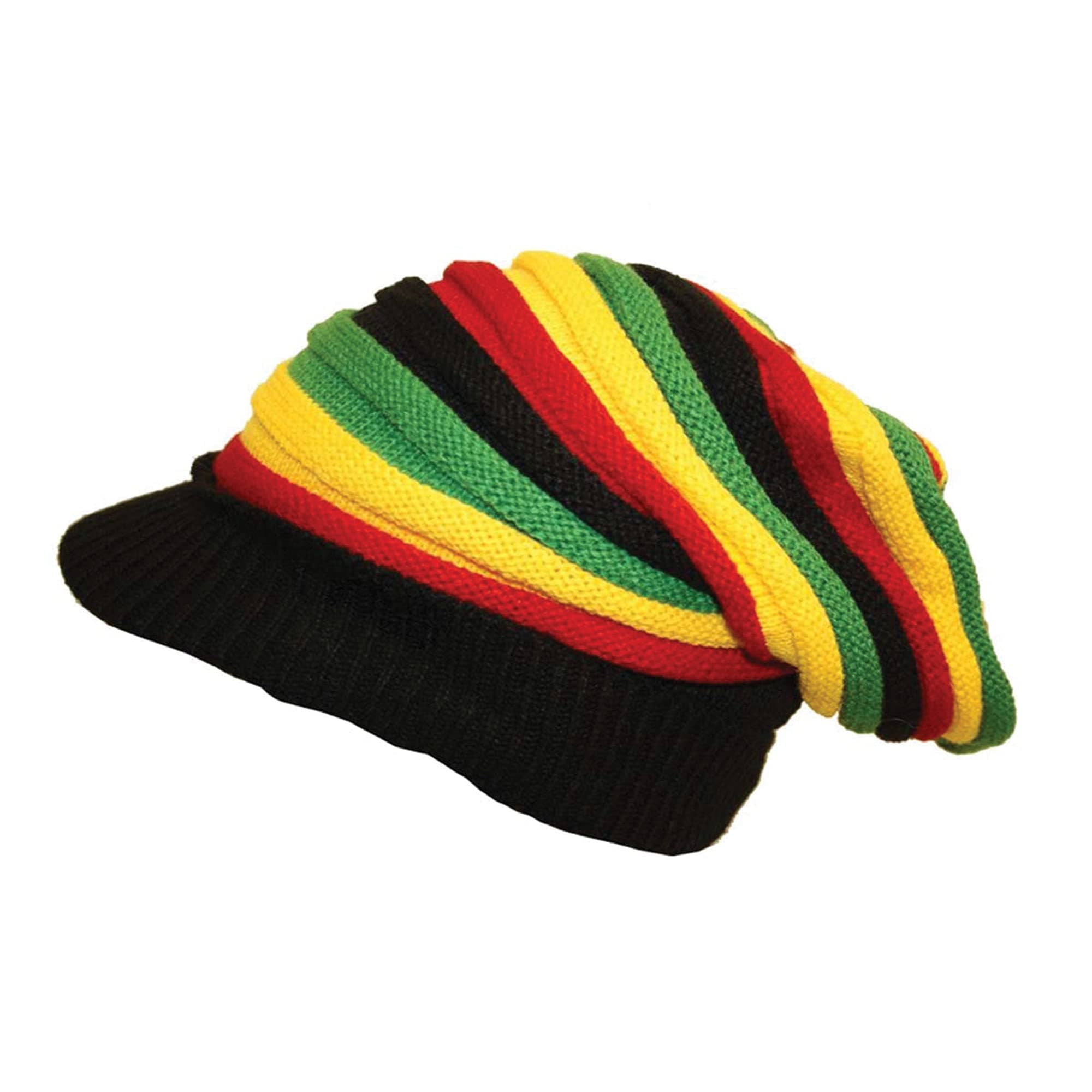 CRAZY LIZARDRasta Hat for Dreadlocks. Bob Marley Mens Hats. Dreadlock Hat with Rasta Stripes and Peak. Jamaican Hat with Black Peak and Rasta Colours