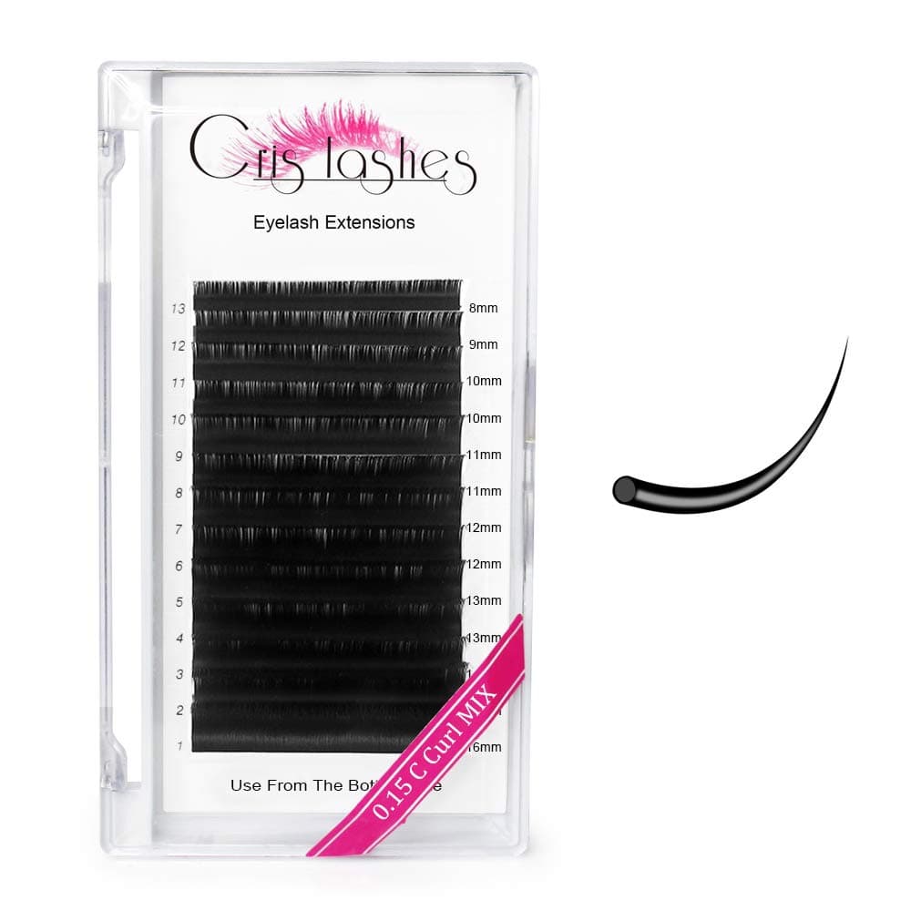 Classic Lash Extensions 0.15 C Curl 8-16mm Mix Classic Eyelash Extensions Semi Permanent Eyelash Extensions Matte Pure Black Professional Salon Use Eyelash Trays Single Eyelashes(0.15-C Mix-8-16mm)