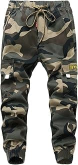 LOKTARC Boys' Pull-On Slim Fit Camo Cargo Jogger Pants