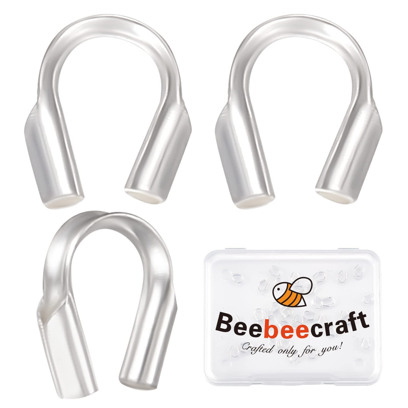 40Pcs Wire Guardians 925 Sterling Silver U Shape Wire Guard Loops 0.6mm Thread Protector for Jewellery Making Earring Bracelet Necklaces