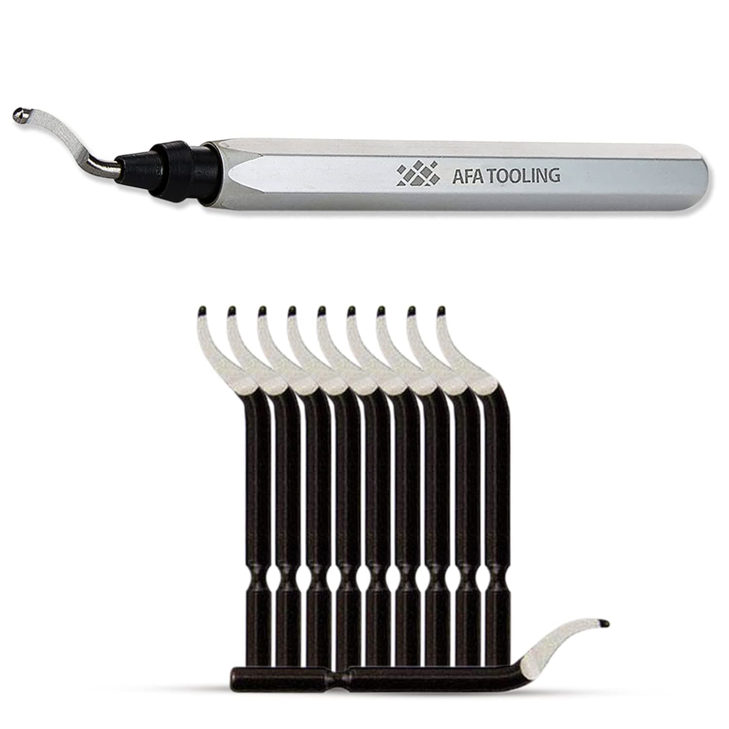 AFA Tooling - Deburring Tool with 11 High Speed Steel Swivel M2 Blades - Works on Metal, Resin, PVC Pipes, Copper, Plastic and 3D Printed Edges - Plumbing & 3D Printing Burr Removal Reamer Tool