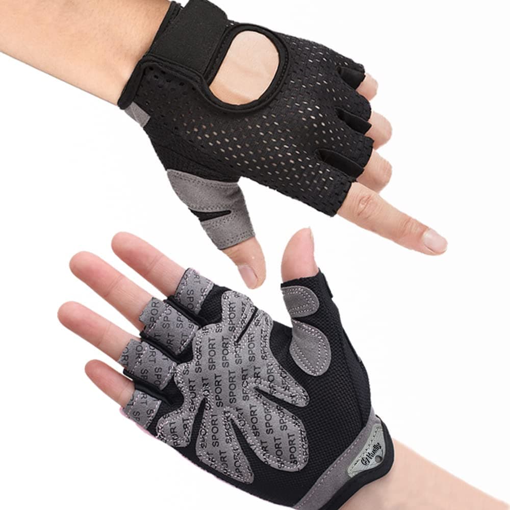 Hually Gym Gloves, Breathable Training Gloves with Microfiber Fabric, No-Slip Silicone Padded Palm Protection and Extra Grip, Fitness Gloves for Men & Women, Weight Lifting/Cross Fit/Cycling, etc(L)