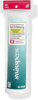 Swisspers Premium Exfoliating Cotton Rounds, 80 Count