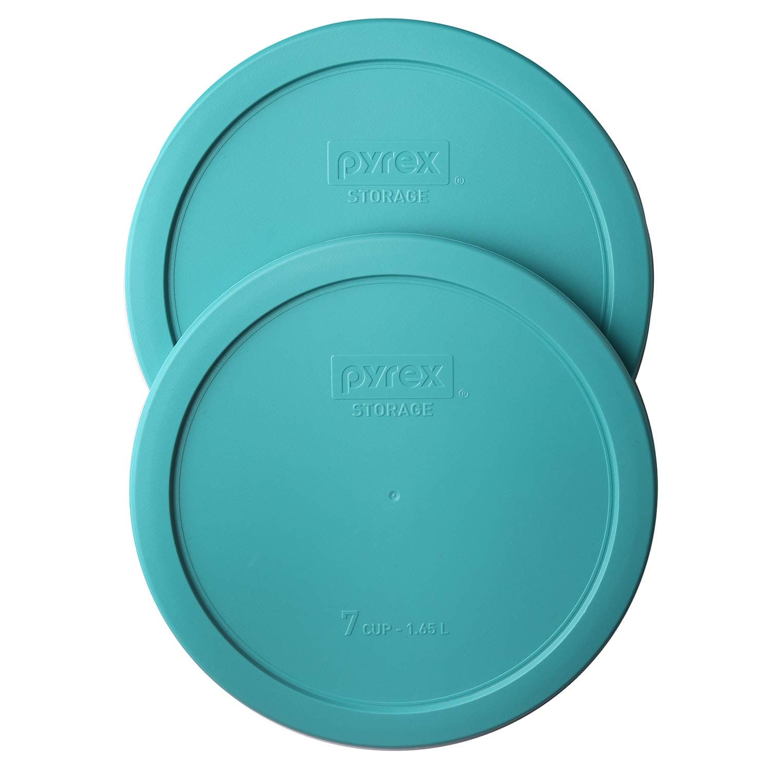 Pyrex 7402-PC 6/7-Cup Turquoise Food Storage Replacement Lid (2-Pack) - Made in USA
