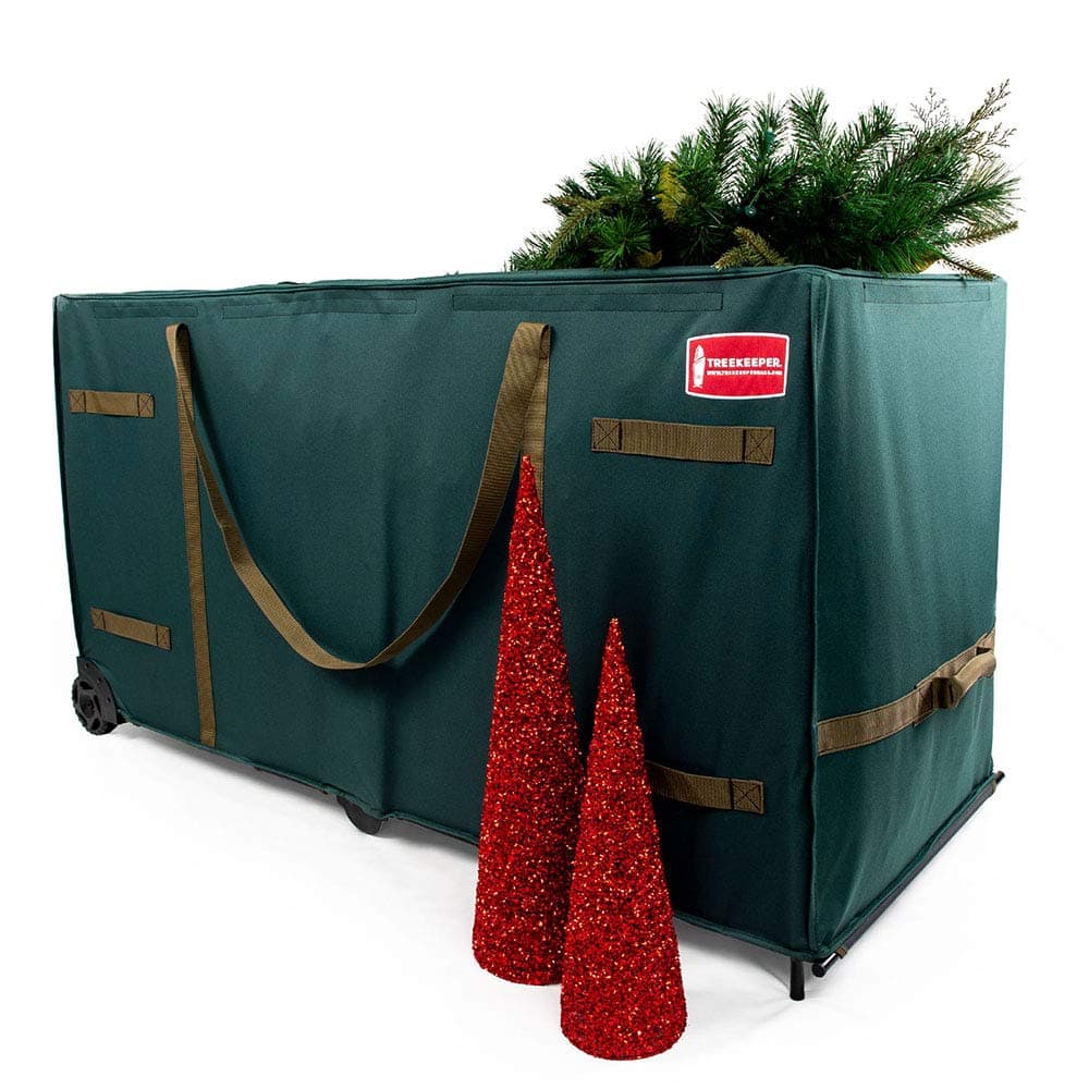 [Giant Rolling Tree Storage] - 15 Foot Christmas Tree Storage Bag | Heavy Duty Frame with Wheels to Fit Artificial Trees up to 15 Feet Tall | Separated Net Storage Area | Greenskeeper by Tree Keeper