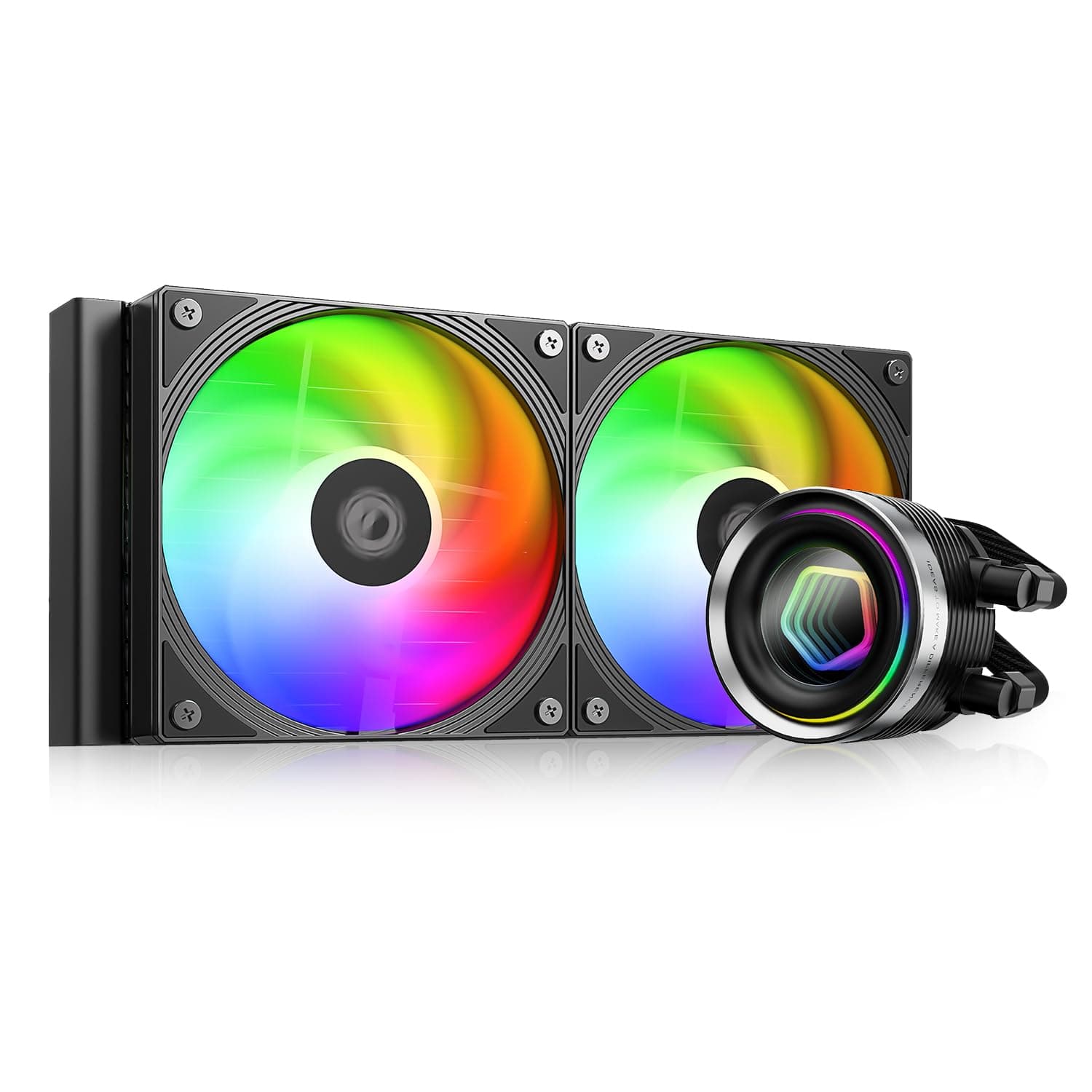 ID-COOLING FX240 INF 240mm Liquid CPU Cooler, AIO Cooler with ARGB Infinity Mirror Effect, 2x120mm Daisy-chained Fans Low-noise Operating 27.2dB(A) Max., Intel LGA1851/1700/1200/115X & AMD AM5/AM4