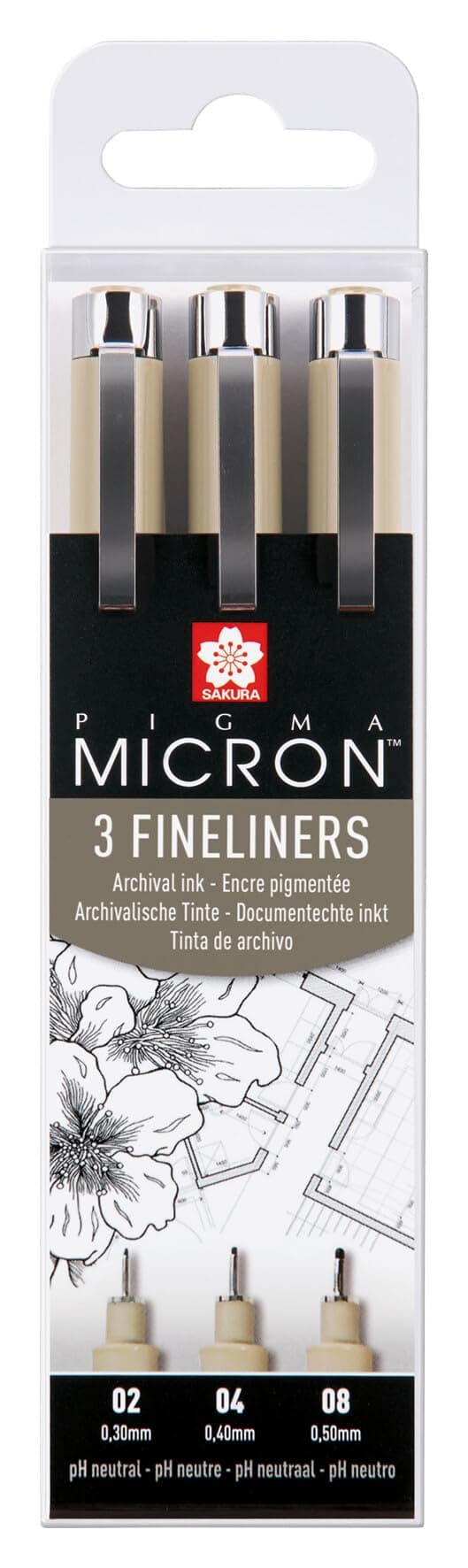 Pigma Micron Wallet - 3 Black Pens POXSDK3