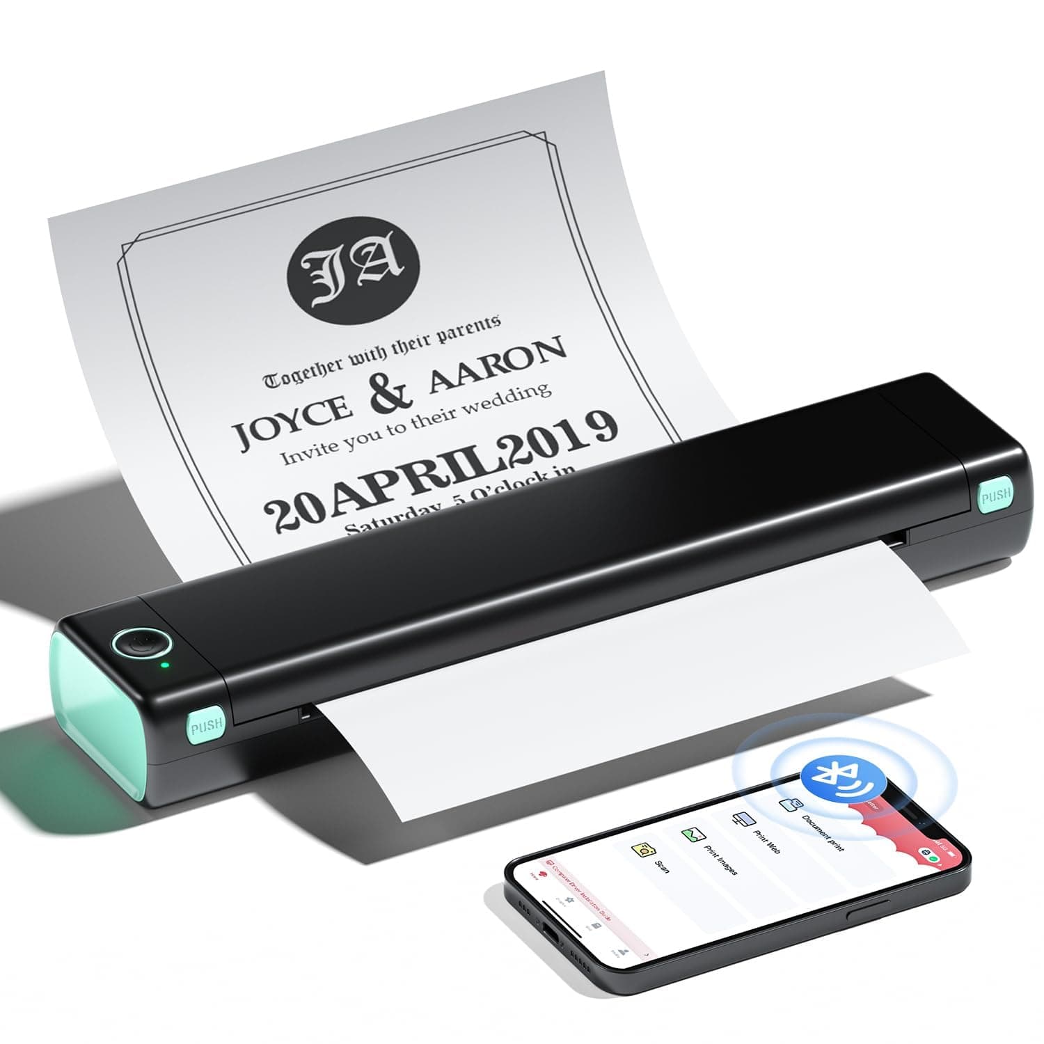 Phomemo M08F A4 Portable Thermal Printer, Supports 8.26"x11.69" A4 Thermal Paper, Wireless Mobile Travel Printers for Car & Office, Bluetooth Printer Compatible with Phone & Laptop