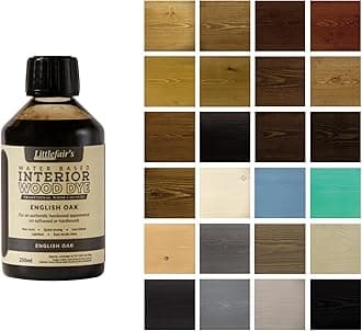 Littlefair'sWood Stain Water Based - 250 ml - Indoor Furniture Stain Light & Dark Finishes - Special Non Toxic & Eco Friendly Formula - Wood Stain for Crafts - Colour: English Oak