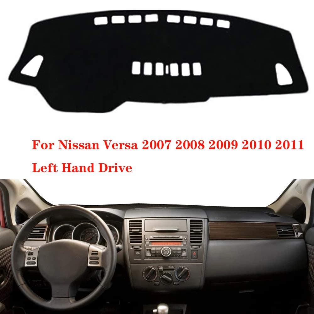 Oneuda Flannel Dashmat Dashboard Cover Dash Pad Car Mat Carpet Sun Shade for Nissan Versa 2007 2008 2009 2010 2011 Anti-Slip Dash Board Cover Auto Accessories