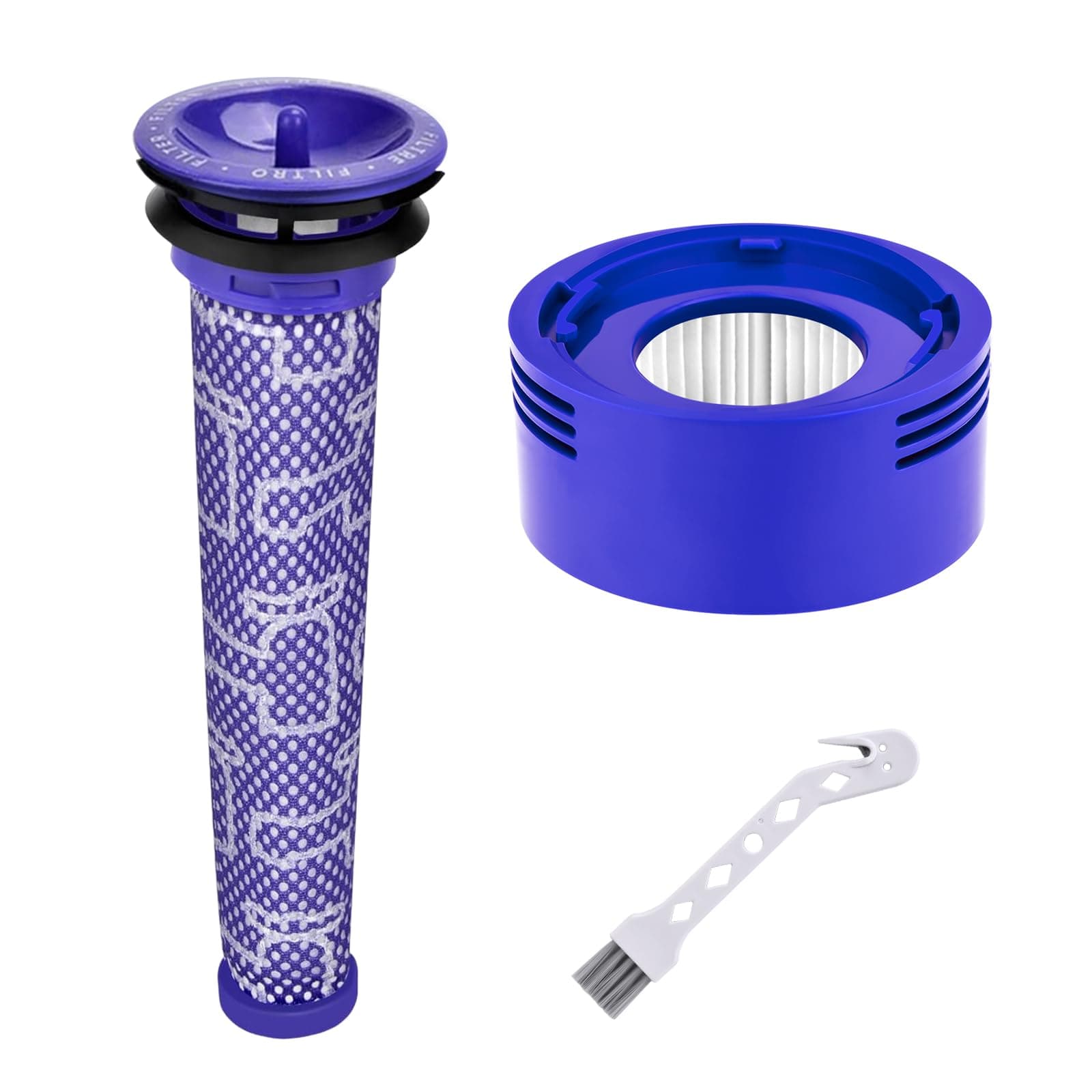 Replacement Filter Compatible with Dy.son V8 V7 SV10 Animal & Absolute Cordless Vacuum Replacements, Replace Part # 965661-01 & 967478-01, 1 Pre-Filter+1 Post HEPA Filter+1 Brush