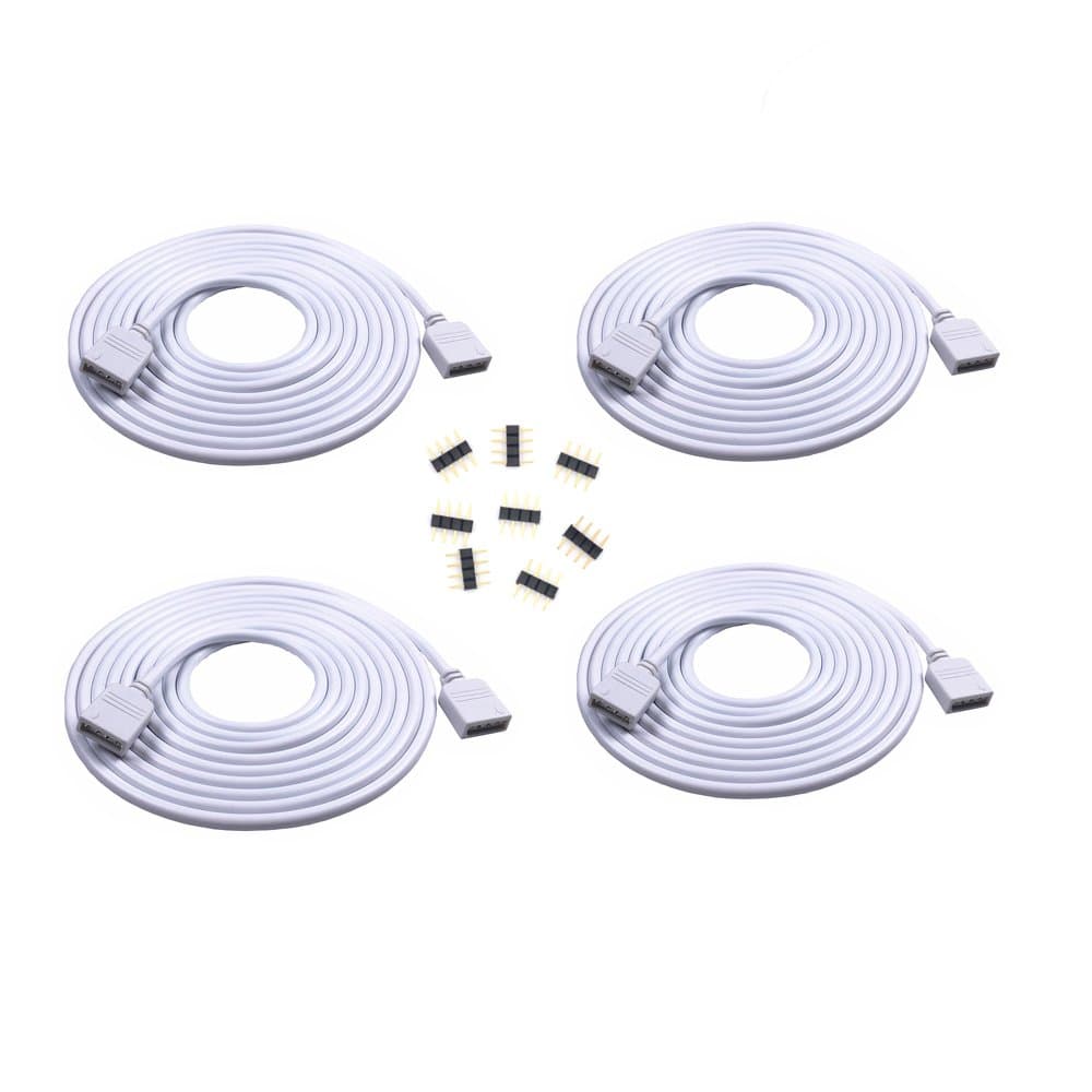 4PCS 2M 6.56ft 4 Color RGB Extension Cable LED Strip Connector Extension Cable Cord Wire 4 Pin LED Connector for SMD 5050 3528 2835 RGB LED Light Strip