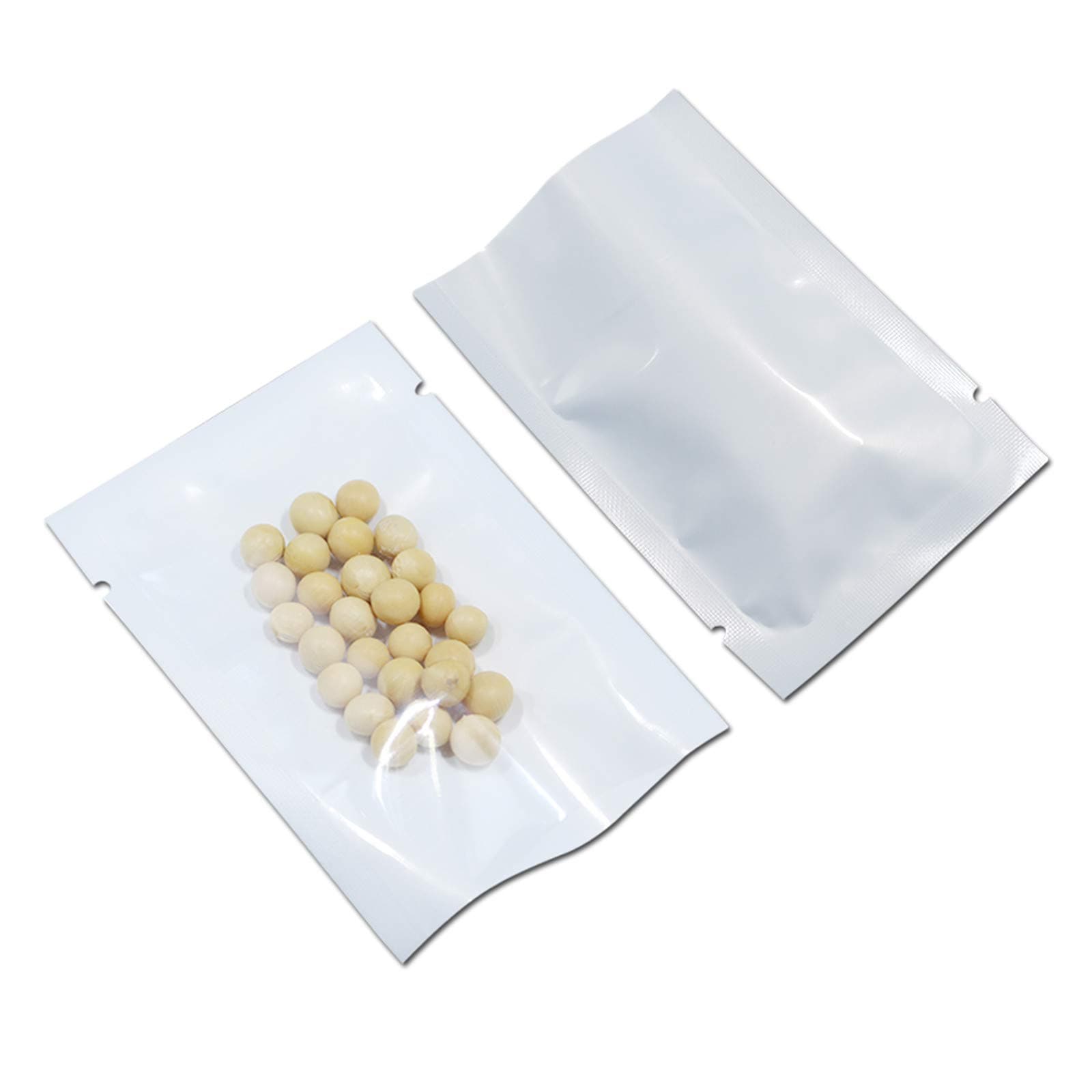PABCK 300 Pcs 2.4x3.5 inch (Usable Size 2x3.1 inch) White Front Clear Open Top 2.8mil Plastic Heat Seal Bags Vacuum Sealable Pouch Bag for Food Storage Packets Mini Packaging with Tear Notches