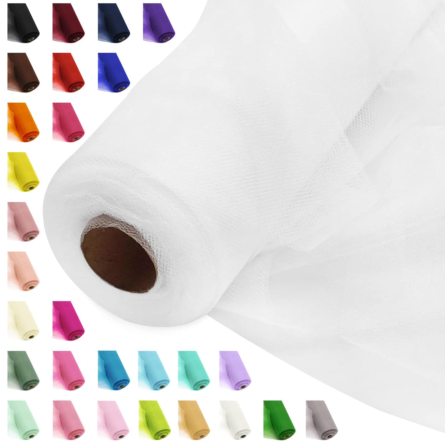 54インチ チュールファブリックロール 20ヤード (60フィート) ウェディングパーティーデコレーション ブライダルシャワー チュチュ ホワイト