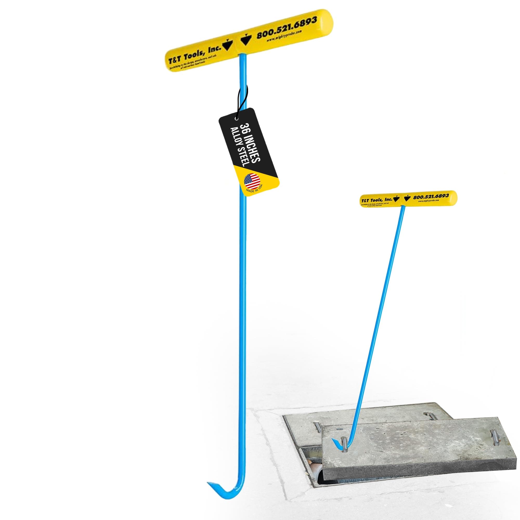 T&T Tools Heavy Duty Handy Hook – Portable 36 Inch with 3/8" Round Pump Hook End –Multipurpose Lifting and Pulling Tool for Manhole Covers, Septic Tanks, Storm Drains, Sewer Lids & More –1 Pack