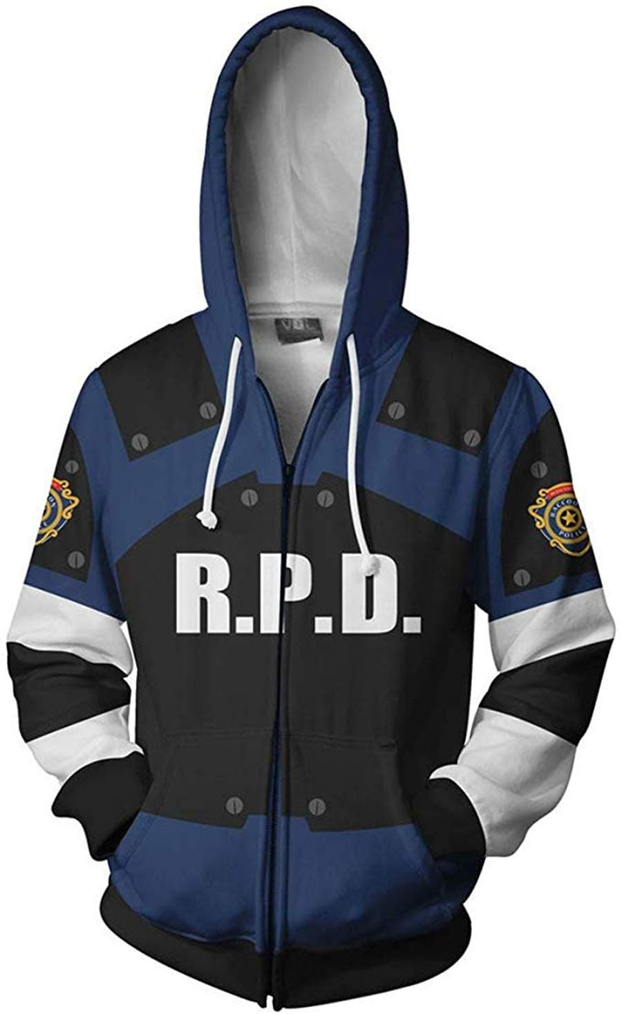 Leon Jacket Hoodie 3D Printed RPD Zip Up Hooded Pullover Sweatshirt Halloween Cosplay Costume (XX-Large, Leon Hoodie)