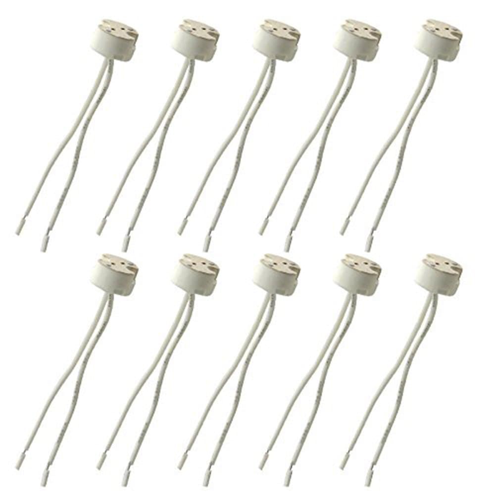 10 Pack of MR16 GU5.3 Led Bulb Base Ceramic Socket,FINELED MR16 G5.3 Mr11 Lamp Holder for 12V Halogen & LED Bulb,Wire Connector Base Socket Adapter