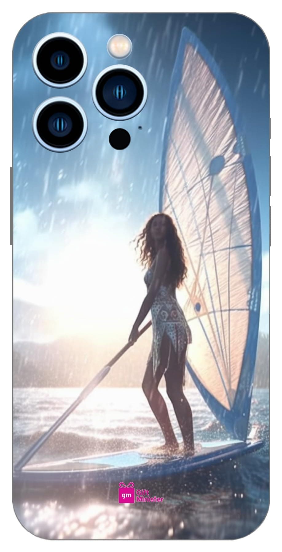 Gift Minister Soft Designer Mobile Case for Apple iPhone 13 Pro Back Cover White Smoke - Super Cute Wind Surfing Story Art Field Paradise Vibes Lighting Girl Happy Scratch Resistant 1Pcs 1701R