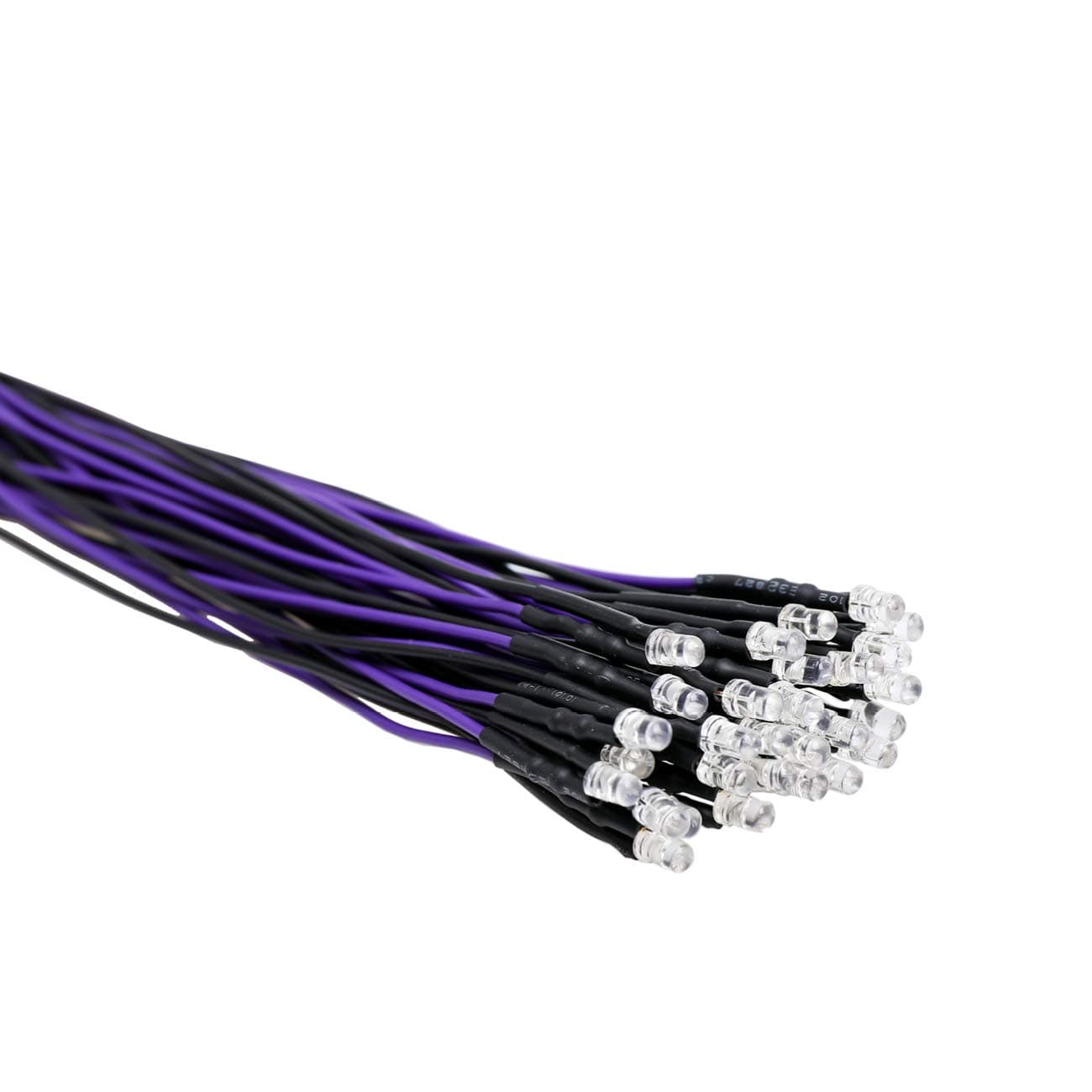 30pcs 12 Volt 3mm UV LED Lights Emitting Diodes Pre Wired 7.9 inch DC 12v Ultravoilet LED Light Clear Lens Small LED Lamps