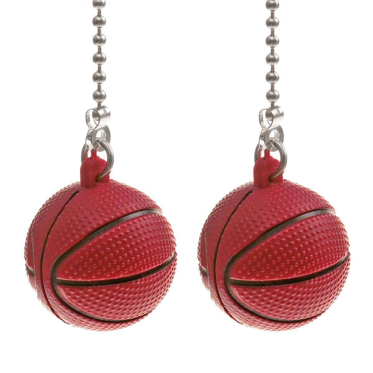 Saim Ceiling Fan Pull Chains Basket Sports Decorative Extension 12 Inch Light Pull Chain Set Silver Tone Chains Pendant for Lights Lamp, Pack of 2