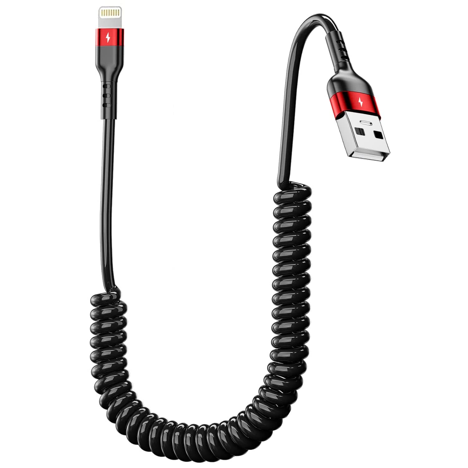 Zurligi Coiled Lightning Cable for Car, 10PCS Coiled Lightning Cable for Car, Retractable iPhone Charger with Data Transmission, Short iPhone Charger Cord for iPhone/Pad/Pod