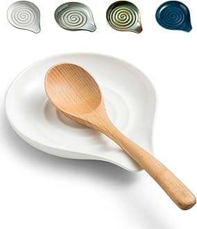 LAUCHUH Spoon Rest for Kitchen Countertop, 5 inch Large Ceramic Spoon Holder for Stove Top,Heat-Resistant Cooking Utensil Holder for Spatula, Spoons or Tongs, Framhouse Decor for Mother's Day, White