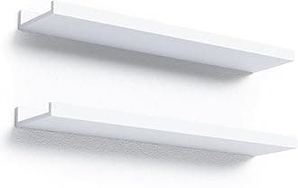 Boswillon 23.6 Inches Long Floating Shelves, 2 Set Modern White Wall Shelf for Bedroom, Nursery Book Shelf with Lip, Picture Ledge Shelf for Living Room, Bathroom, Kitchen