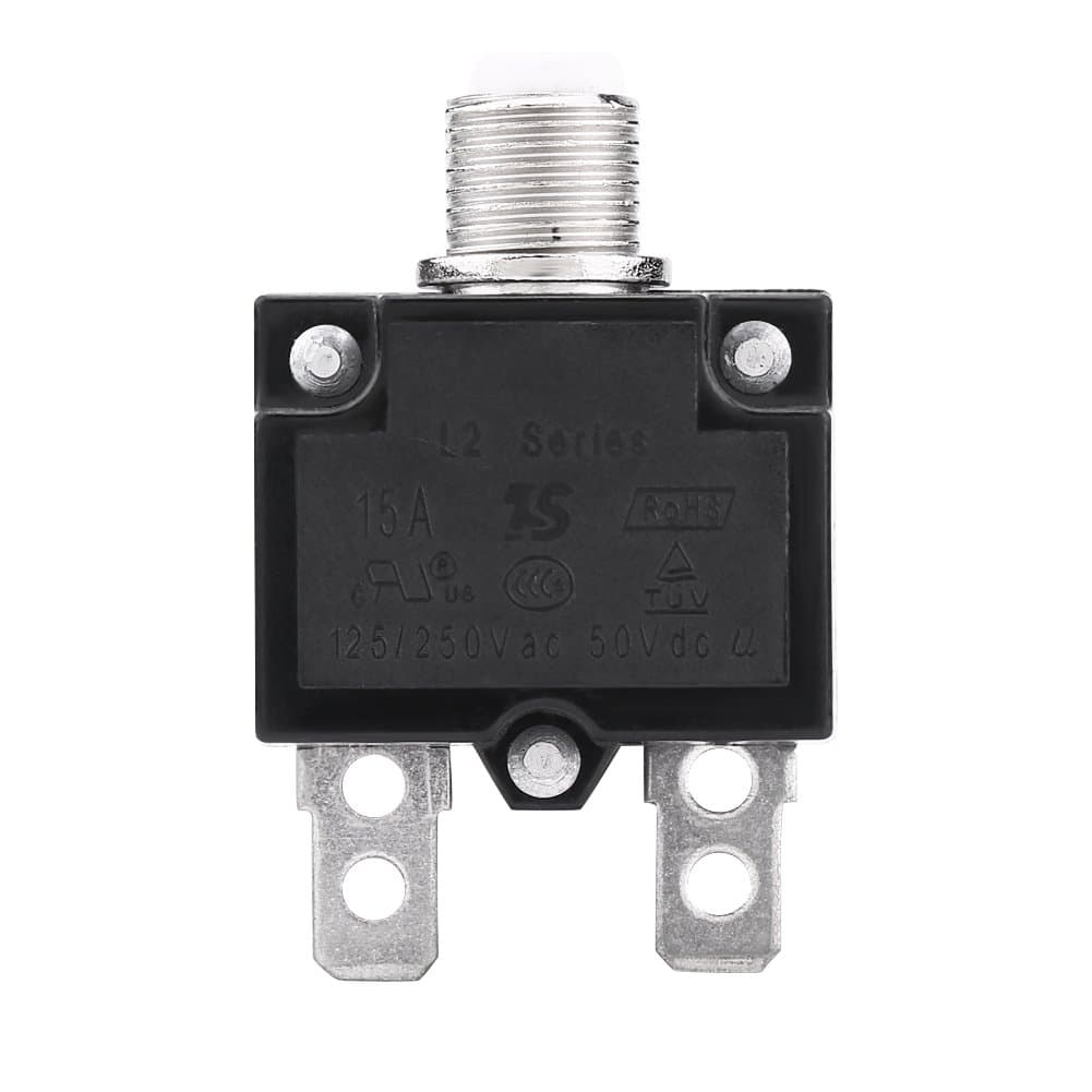 Reset Thermal Switch,AC 125/250V Black Circuit Breaker Overcurrent Overload Protector for Generator(15A)