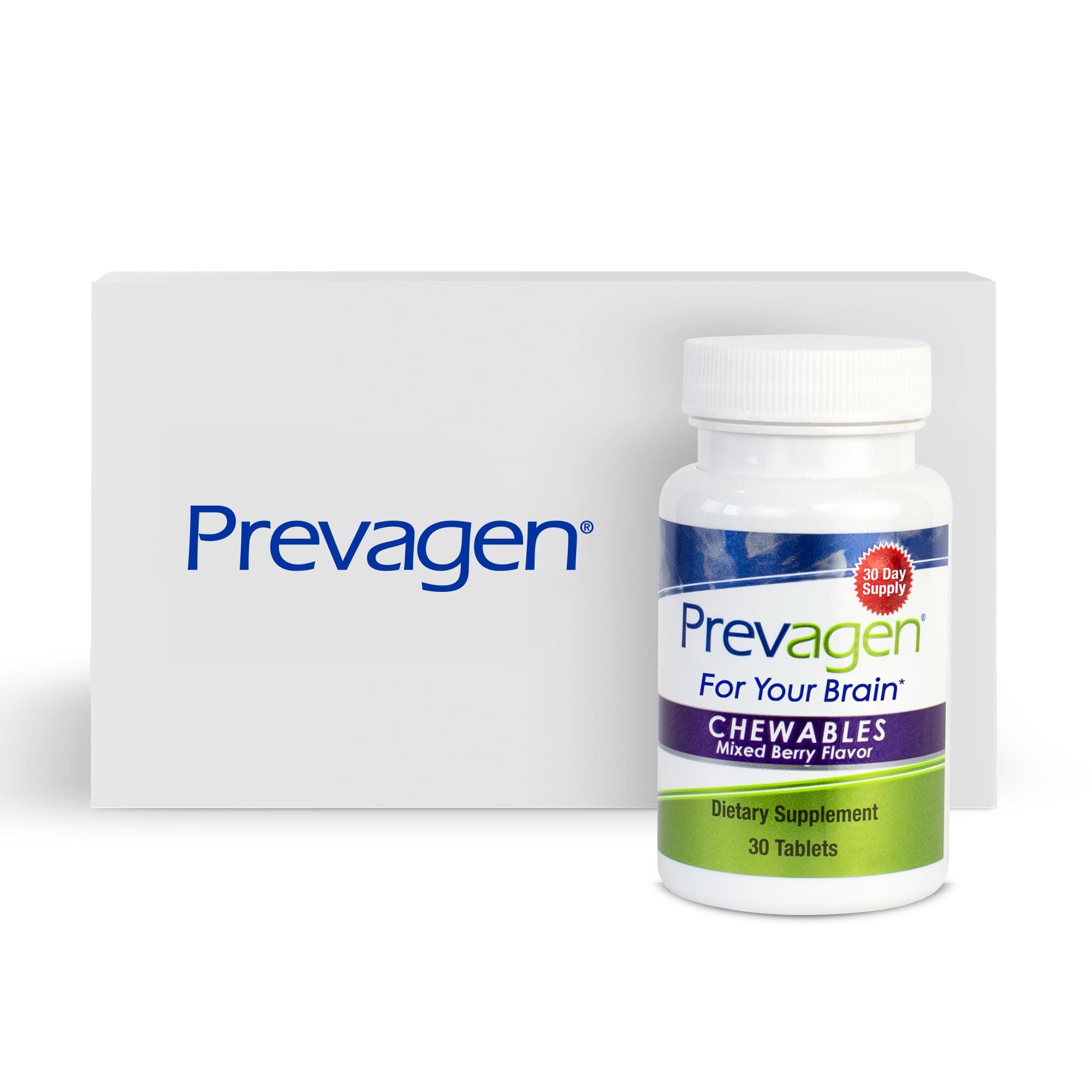 Prevagen Regular Strength 10mg, 30 Chewables|Mixed Berry-1 Pack|with Apoaequorin & Vitamin D with Attractive and Stackable Prevagen Storage Box