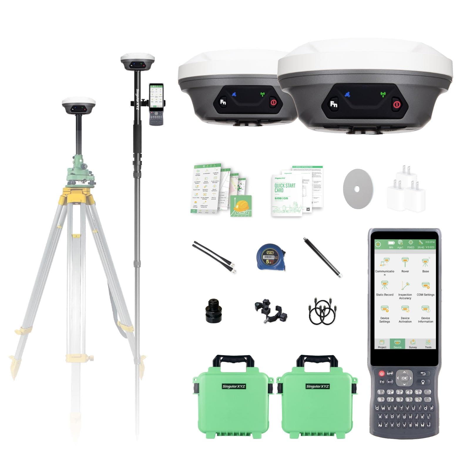 E1 Lite GNSS RTK Surveying Equipment, RTK GNSS GPS with IMU Rover & Base, GPS RTK Handheld Collector with Software, 1cm Accuracy, 1408 Channels, 60° Tilt Survey, 10-15km UHF Range
