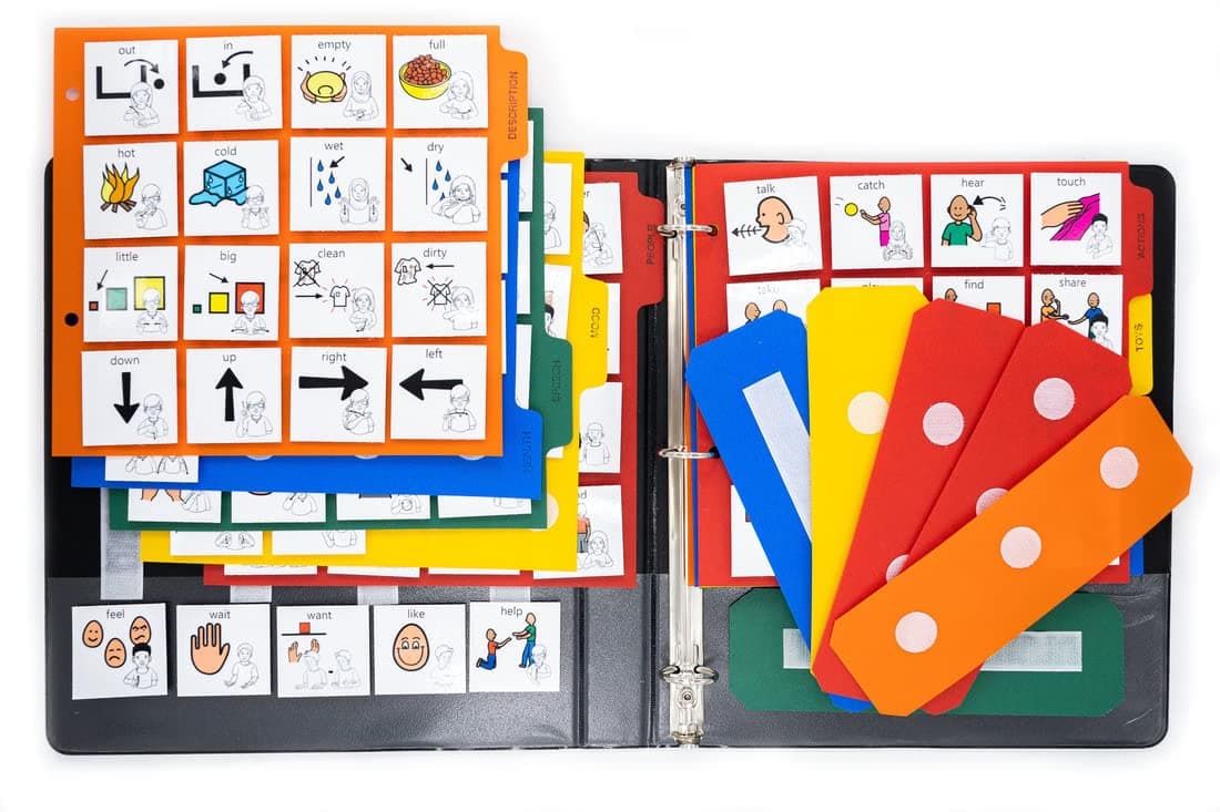1 Communication Book 240 Picture Cards with ASL Laminated Visual Cues for Non Verbal Autism ADHD Aba Binder Ready to Use