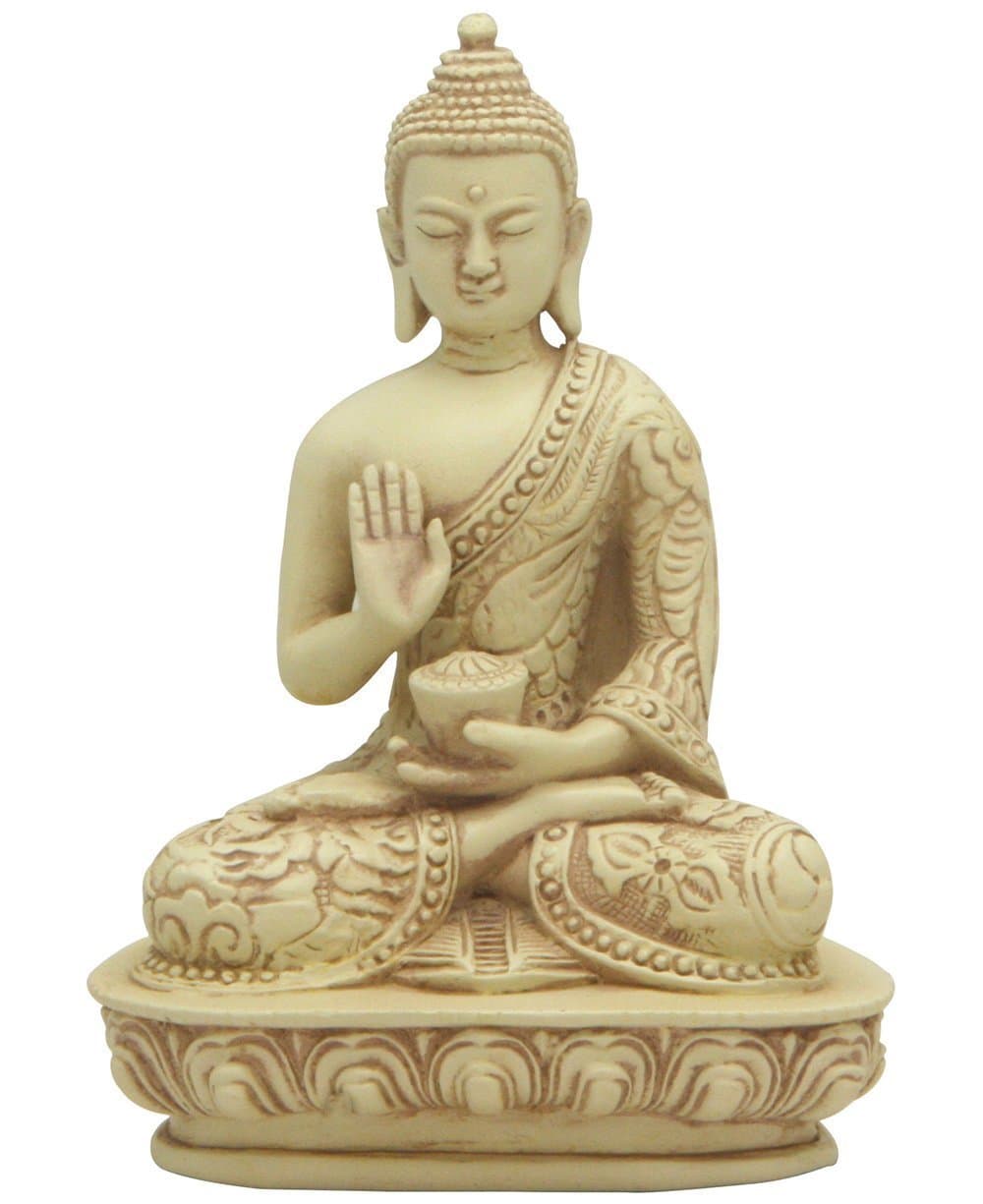 Blessing Buddha Statue in Stone Finish, 5 Inches