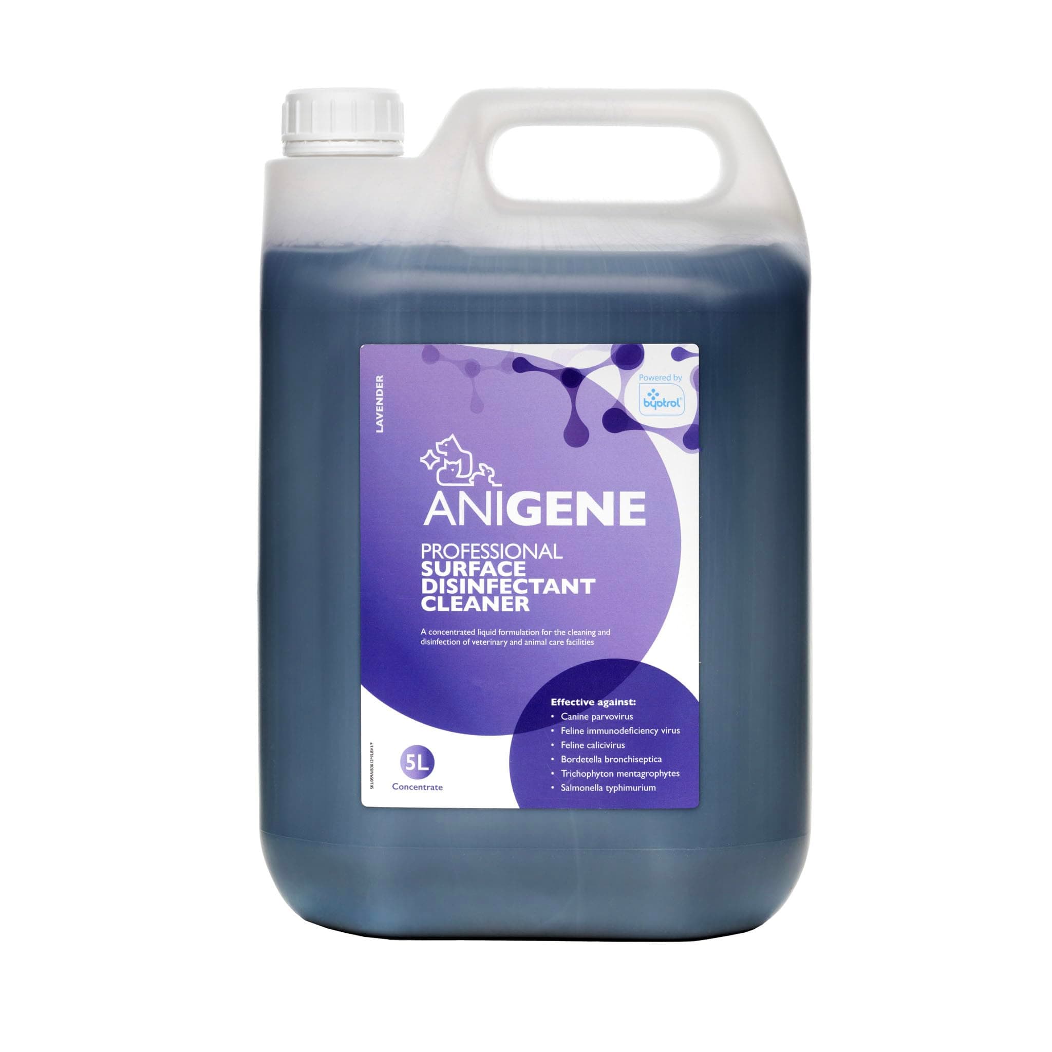 ANIGENE Surface Disinfectant Cleaner (5 Litre – Lavender Scent) - Disinfectant Solution For Use Around Animals & Pets, Kills Bacteria, Viruses, Fungi & Yeast – Non-Corrosive In Use - Made In The UK