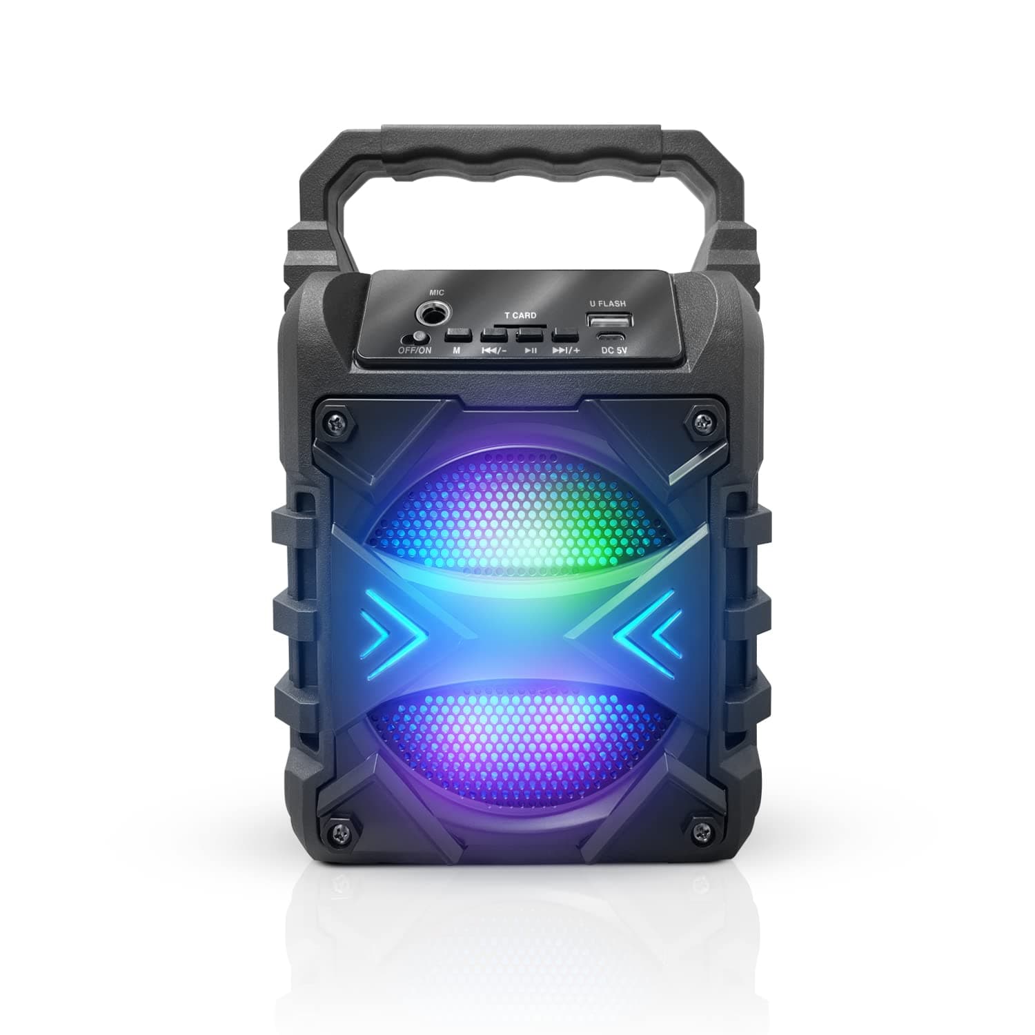 Top Tech Jet-4 Bluetooth Speaker, 400W, 4" Woofer, Rich Bass, 6hr Playtime, Disco Lights, Karaoke Mode, TWS, 100ft Range, USB, TF, Mic Input, Portable Speaker (Black)
