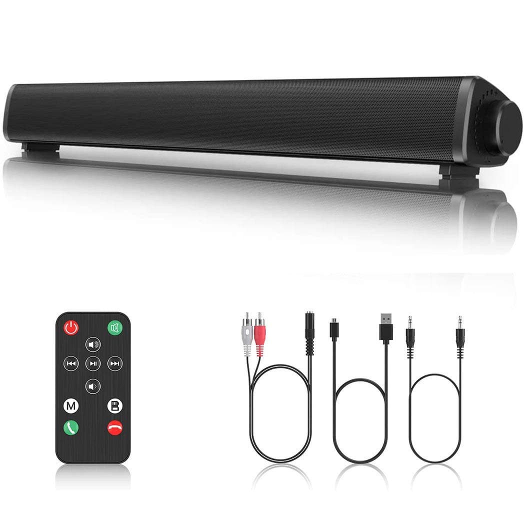 AMERTEER Bluetooth Soundbar for PC Gaming & TV | 2.0CH USB Powered Computer Speakers with Remote | Wired & Wireless Sound Bar with AUX/RCA | Stereo Bass Enhanced Desktop Speaker for Laptop Home Office
