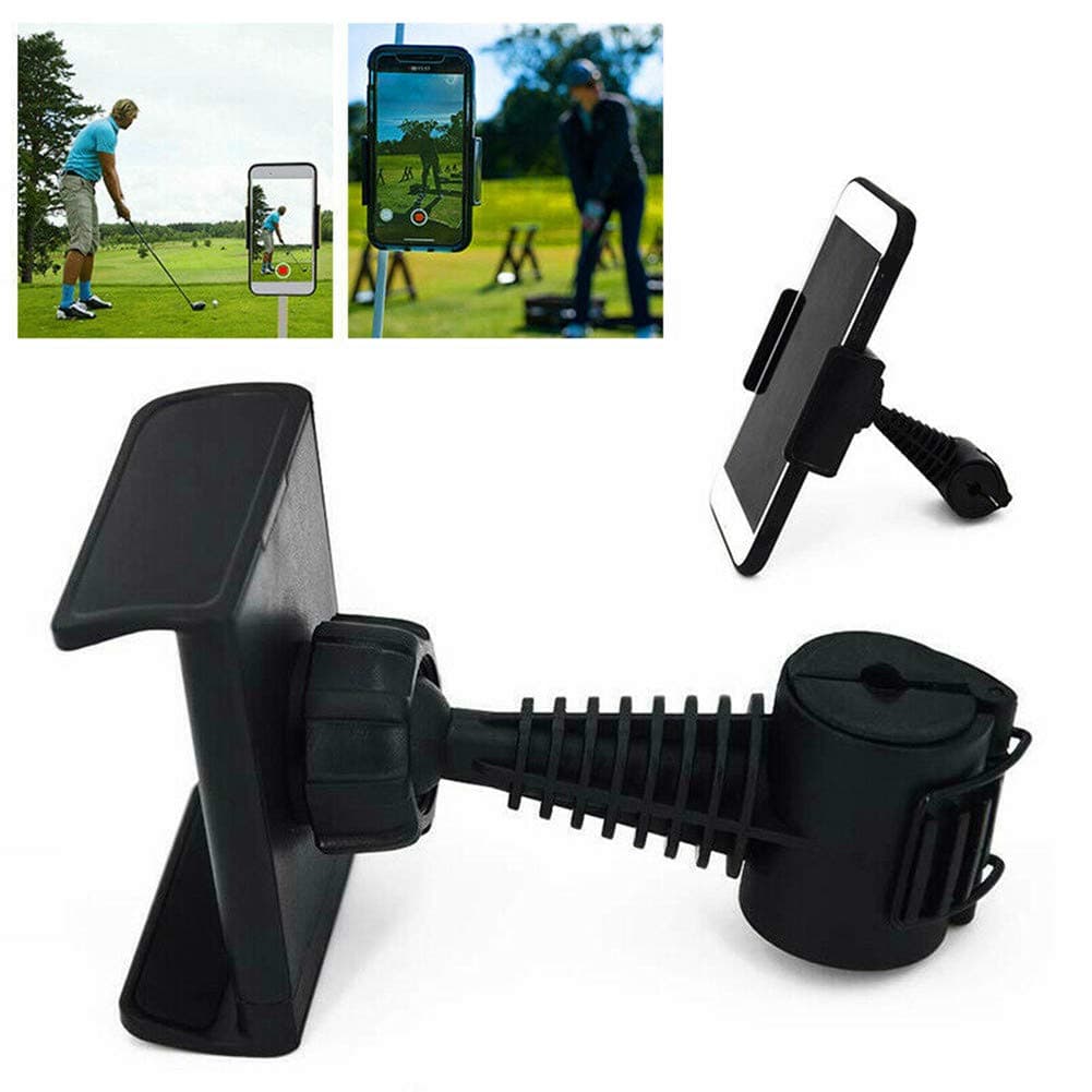 Upgraded Version Golf Phone Holder Swing Record Aid 360° Rotation Universal Golf Trolley Buggy Cart GPS Golf Mentor Training Alignment Stick Bag Clip Mount Shaft Adjustable Clamp